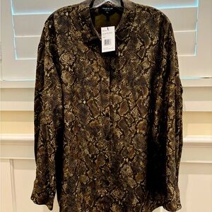 Lafayette 148 Silk Lizard Skin print Silk Blouse Size Large New With Tags